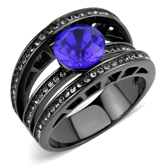 TK3453 - IP Light Black  (IP Gun) Stainless Steel Ring with Top Grade